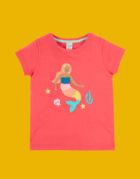 Frugi Mermaid Appliqué T-Shirt, Pink (PINK), large