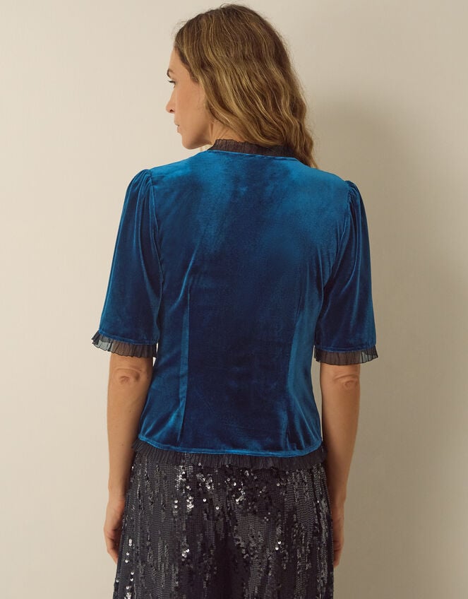 Vanessa V-Neck Velvet Top, Teal (TEAL), large