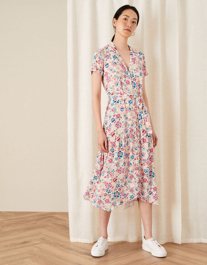 Teagan Floral Shirt Dress, Ivory (IVORY), large