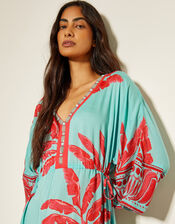 Pamela Palm Print Kaftan Dress, Green (MINT), large