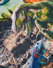 Digital Print Dinosaur Scene T-Shirt , Blue (BLUE), large