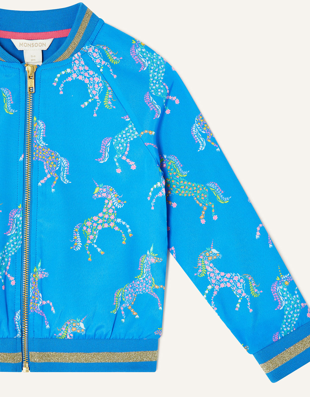 Unicorn Print Bomber Jacket Blue