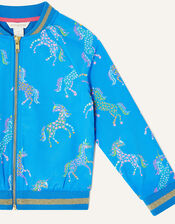 Unicorn Print Bomber Jacket, Blue (BLUE), large