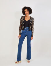 Finnley Sheer Sleeve Embellished Jacket, Black (BLACK), large