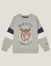Tiger Varsity Sweatshirt, Grey (GREY), large