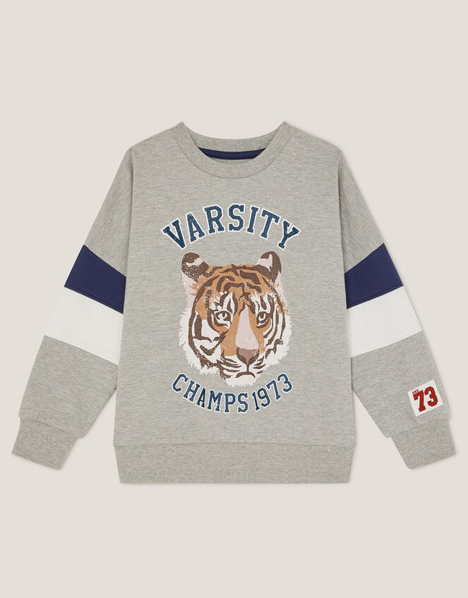 Tiger Varsity Sweatshirt, Grey (GREY), large