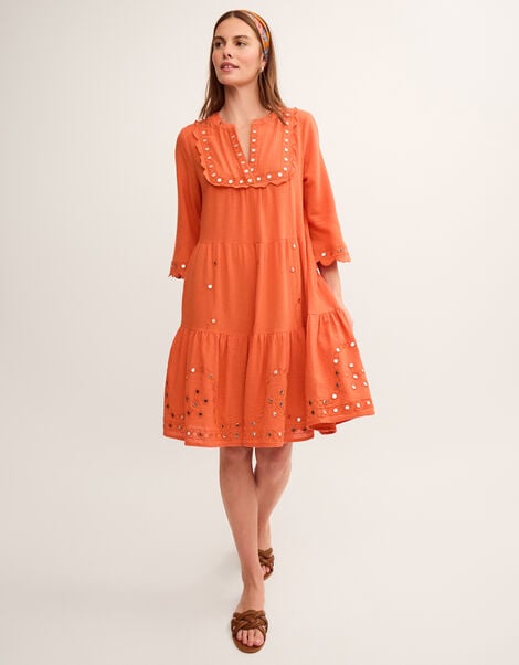 Maddie Mirror Midi Kaftan, Orange (ORANGE), large