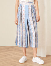 Patch Print Stripe Culottes, Blue (BLUE), large