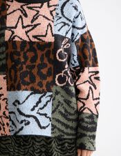 Scotch & Soda Oversized Patchwork Print Jumper, Multi (MULTI), large