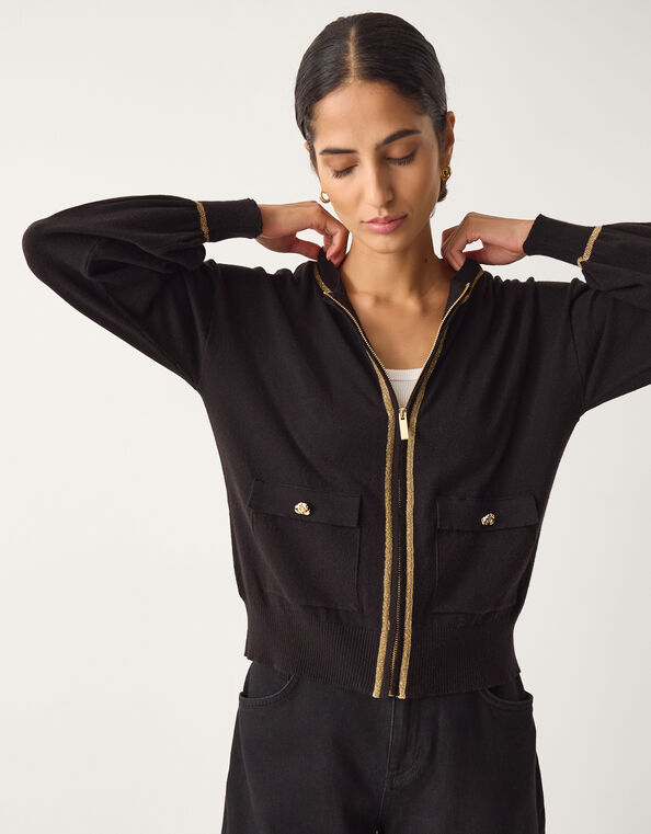 Nolan Knit Bomber Jacket, Black (BLACK), large