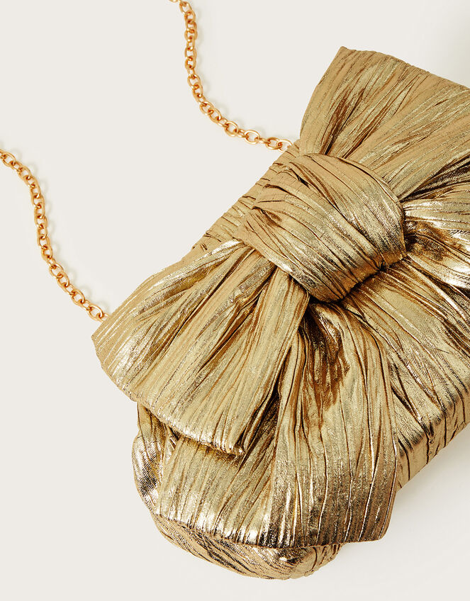 Oversized Bow Metallic Bag, , large