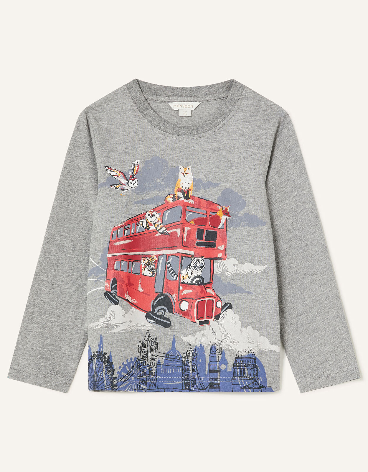 Flying Bus Long Sleeve T Shirt Grey