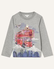 Flying Bus Long Sleeve T-Shirt, Grey (GREY), large