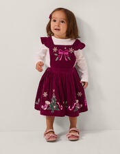 Baby Top & Christmas Pinafore Dress Set, Red (RED), large