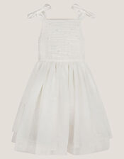 Olivia Pearl Ruched Tulle Dress, Ivory (IVORY), large