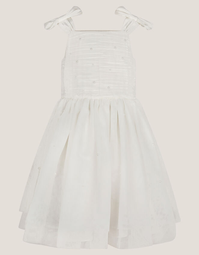 Olivia Pearl Ruched Tulle Dress, Ivory (IVORY), large