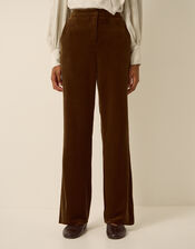 Mila Velvet Straight Leg Trousers, Green (KHAKI), large