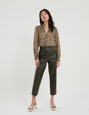 Zeta Animal Print Blouse, Camel (CAMEL), large