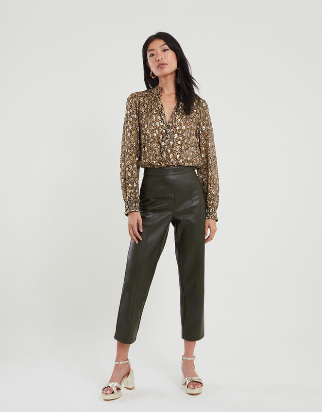 Zeta Animal Print Blouse, Camel (CAMEL), large