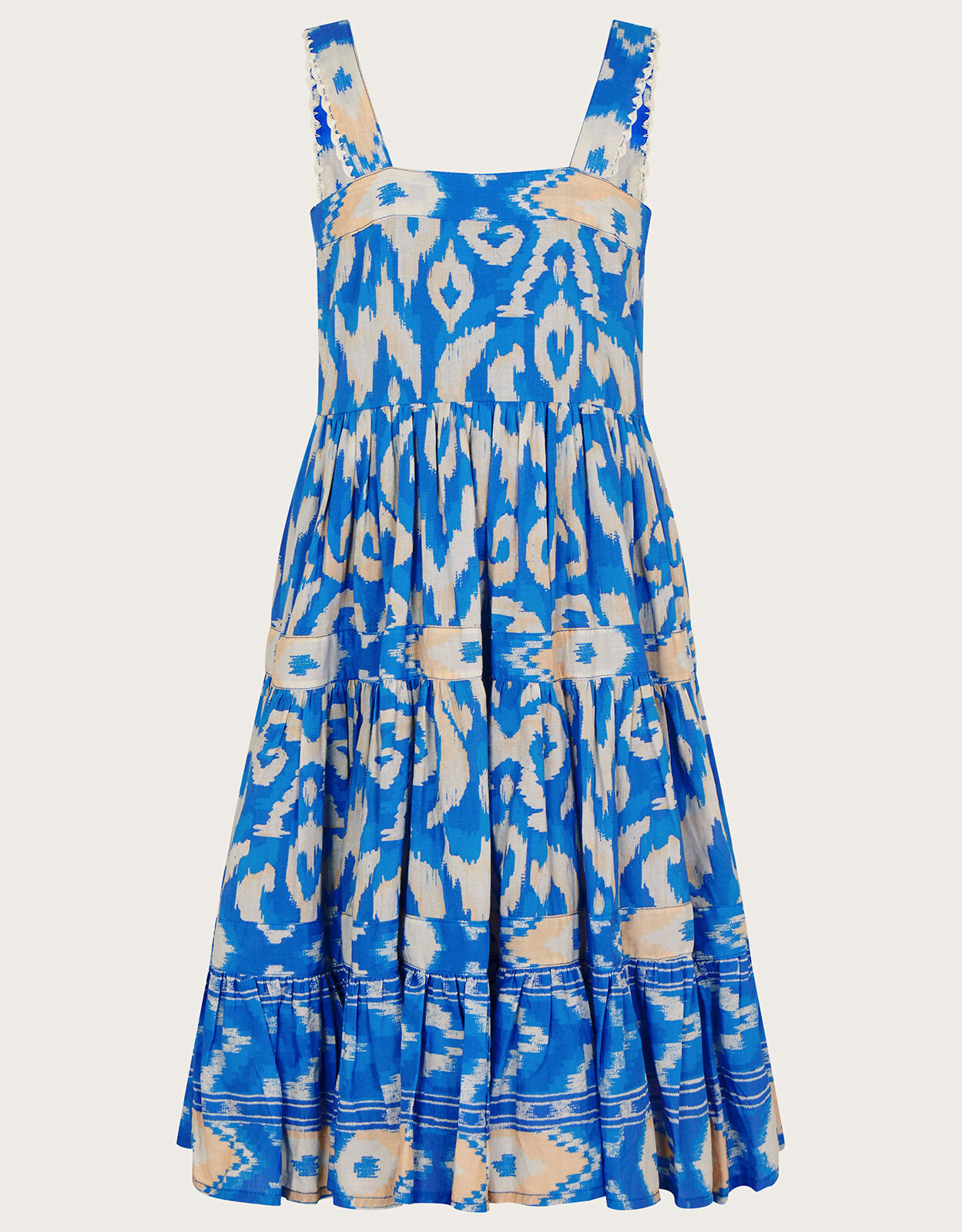 Mini Me Ikat Print Beach Dress Blue