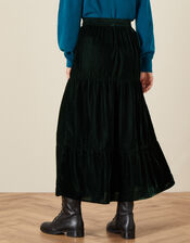 Taylor Tiered Velvet Skirt, Green (GREEN), large