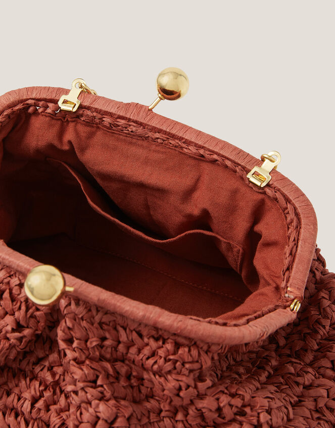 Lana Raffia Clutch Bag, Orange (RUST), large