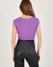 Rib Cap Sleeve Top with LENZING™ ECOVERO™ , VIOLET, large
