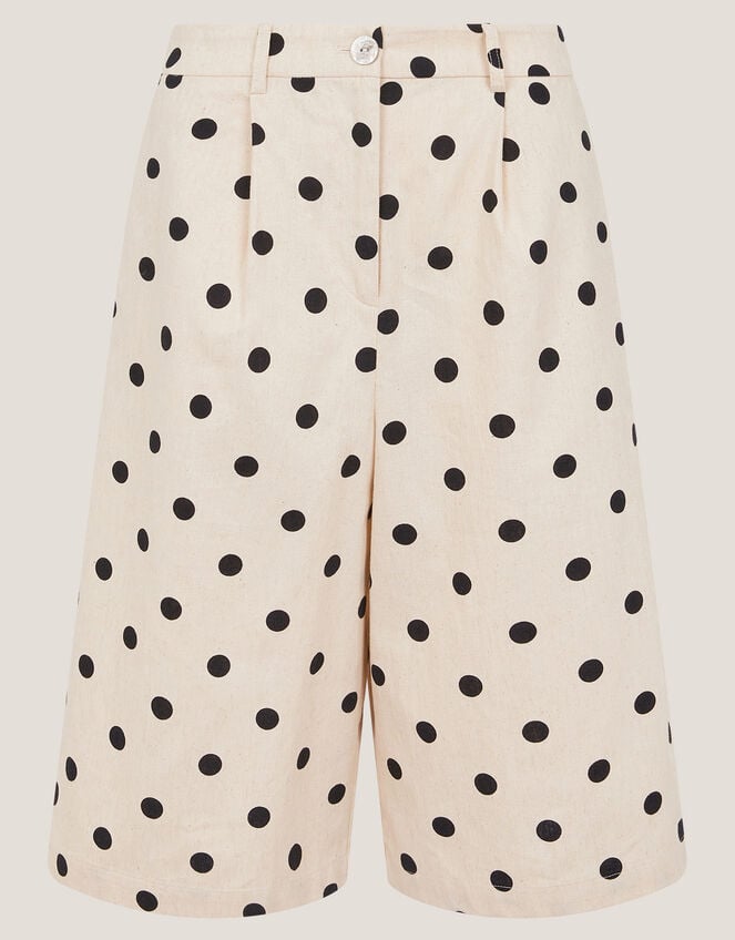 Isabel Polka Dot Longline Shorts, Ivory (IVORY), large