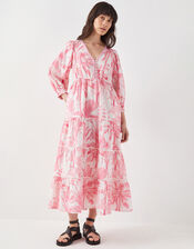 East Nanda Tropical Print Midi Dress, Pink (PINK), large