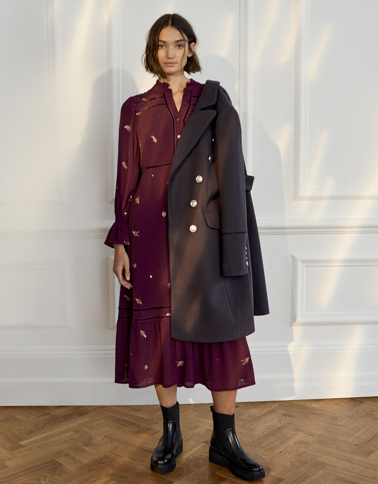 Marie Military Coat Grey