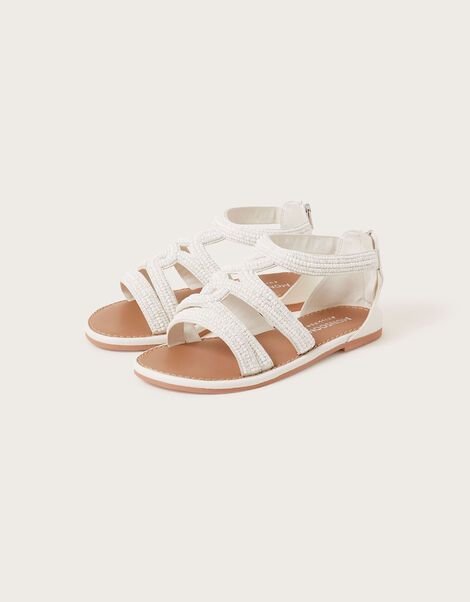 Beaded Sandals White, White (WHITE), large
