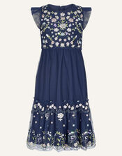 Ellie Embroidered Sequin Maxi Dress, Blue (NAVY), large