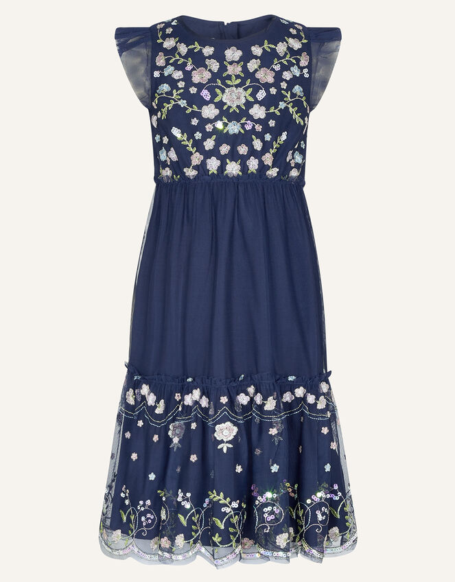 Ellie Embroidered Sequin Maxi Dress, Blue (NAVY), large