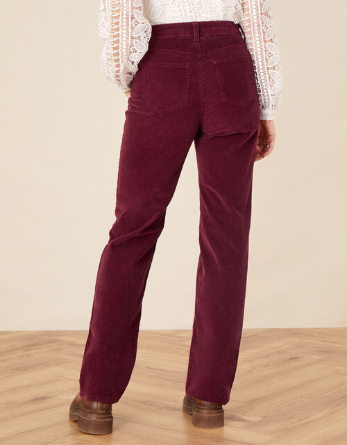 Berry Cord Flare Trousers, Red (BERRY), large