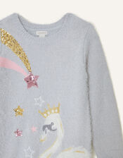 Sequin Swan Knit Dress, Grey (GREY), large