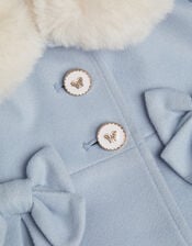 Baby Bow Faux Fur Collar Coat, Blue (BLUE), large