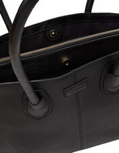 Zip Top Leather Tote Bag, , large