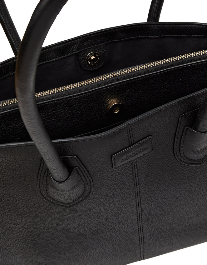 Zip Top Leather Tote Bag, , large