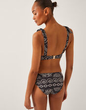 Macie Shell Print Bikini Top, Black (BLACK), large