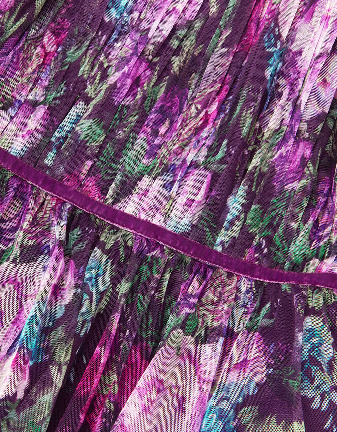 Floral Tulle Party Dress, Purple (PURPLE), large