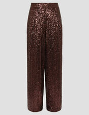 Monsoon x Sarah Corbett-Winder Wide Leg Sequin Trousers, Bronze (BRONZE), large