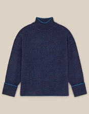 East Rana Funnel Neck Jumper, Blue (NAVY), large