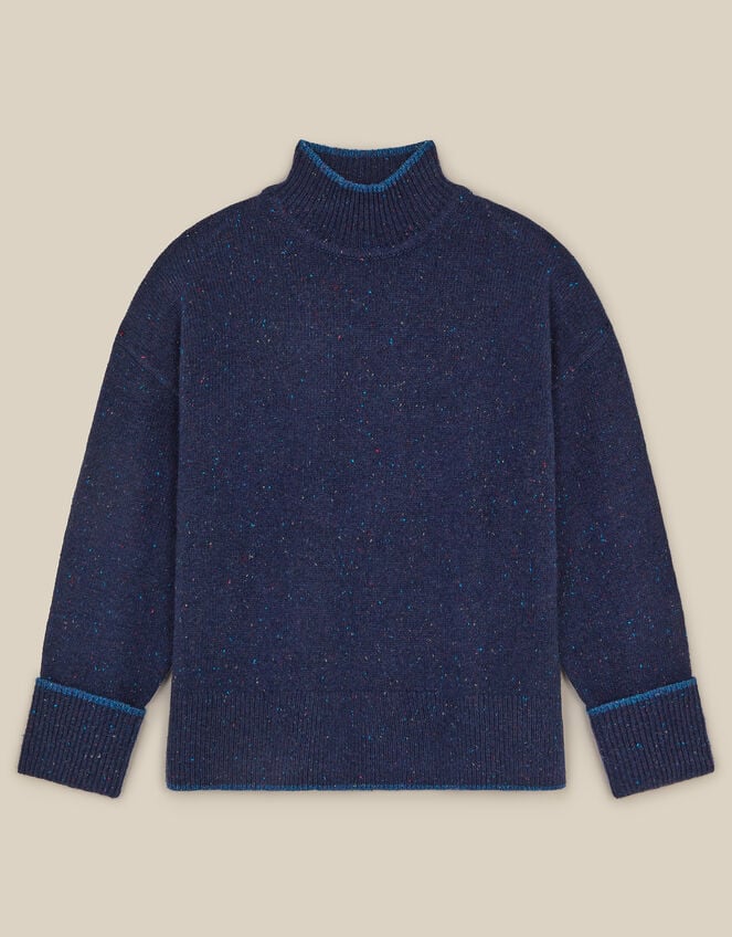 East Rana Funnel Neck Jumper, Blue (NAVY), large