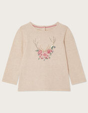 Baby Sequin Corduroy Reindeer Pinafore Set, Red (RED), large