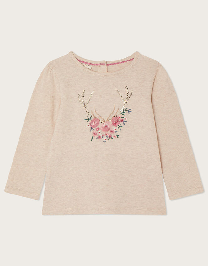 Baby Sequin Corduroy Reindeer Pinafore Set, Red (RED), large