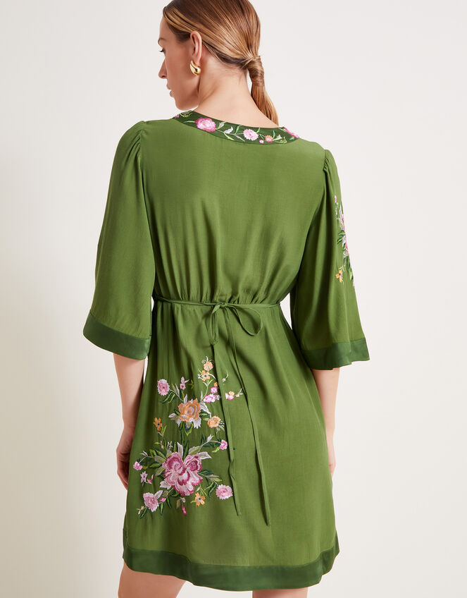 Alice Embroidered Short Dress, Green (GREEN), large