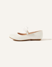 Shimmer Corsage Ballerina Flats, Ivory (IVORY), large