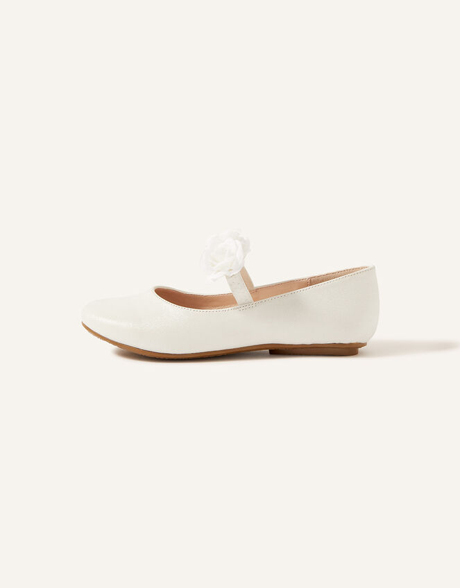 Shimmer Corsage Ballerina Flats, Ivory (IVORY), large