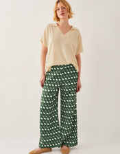 Maren Geometric Print Wide Leg Trousers, Green (GREEN), large
