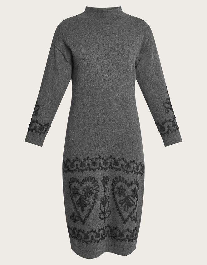 Cornelli Long Dress in Sustainable Cotton, Grey (GREY), large